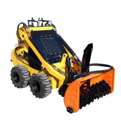 China wheeled mini skid steer loader with electric control snow blower attachment for sale